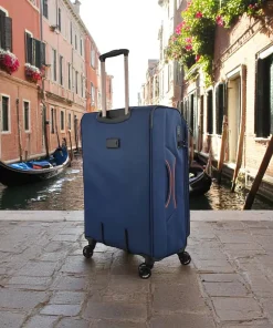 Diplomat Venice Βαλίτσα Υφασμάτινη Μπλε 79εκ. 4 Ρόδες