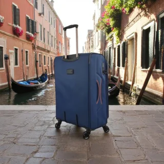 Diplomat Venice Βαλίτσα Υφασμάτινη Μπλε 79εκ. 4 Ρόδες