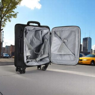 Diplomat Venice Βαλίτσα Υφασμάτινη Μαύρη 55εκ. 4 Ρόδες