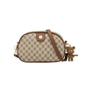 Foxer 900551F Τσάντα Γυναικεία Καφέ Υφασμάτινη Χιαστί