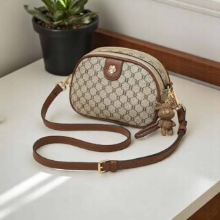 Foxer 900551F Τσάντα Γυναικεία Καφέ Υφασμάτινη Χιαστί