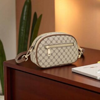 Foxer 900551F Τσάντα Γυναικεία Καφέ Υφασμάτινη Χιαστί