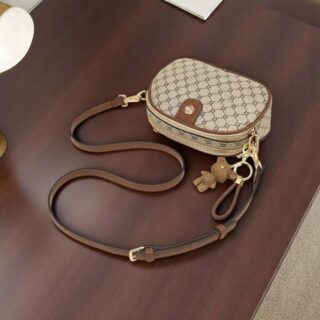 Foxer 900551F Τσάντα Γυναικεία Καφέ Υφασμάτινη Χιαστί