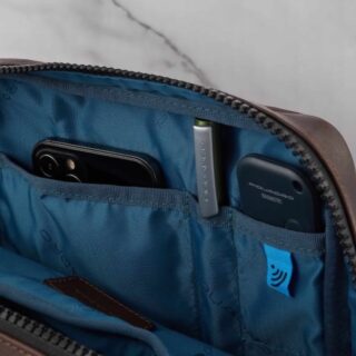 piquadro τσαντάκι ώμου harper dark brown