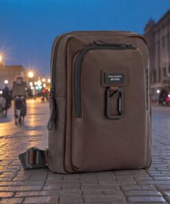 piquadro τσαντάκι ώμου harper dark brown