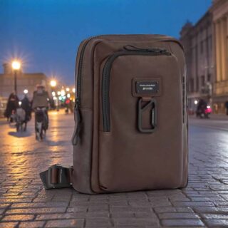 piquadro τσαντάκι ώμου harper dark brown