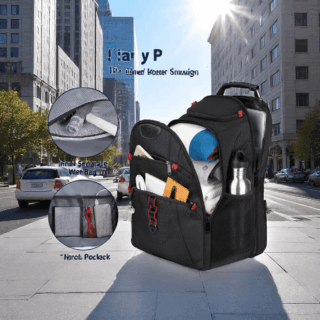 Matein 1714 Μαύρο Σακίδιο Πλάτης Travel 40L για Laptop 17.3”