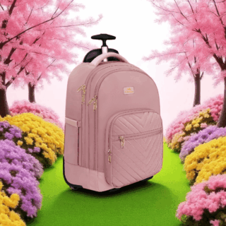 Matein 1417 Ροζ Γυναικείο Τροχήλατο Σακίδιο Πλάτης 42L για Laptop 17.3”