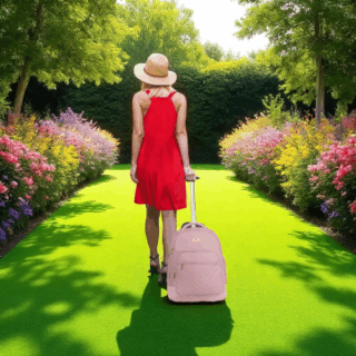 Matein 1417 Ροζ Γυναικείο Τροχήλατο Σακίδιο Πλάτης 42L για Laptop 17.3”