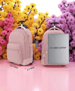 Matein 1417 Ροζ Γυναικείο Τροχήλατο Σακίδιο Πλάτης 42L για Laptop 17.3”