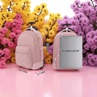 Matein 1417 Ροζ Γυναικείο Τροχήλατο Σακίδιο Πλάτης 42L για Laptop 17.3”