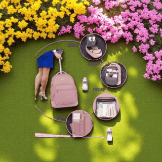 Matein 1417 Ροζ Γυναικείο Τροχήλατο Σακίδιο Πλάτης 42L για Laptop 17.3”