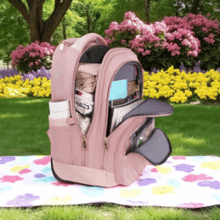 Matein 1417 Ροζ Γυναικείο Τροχήλατο Σακίδιο Πλάτης 42L για Laptop 17.3”