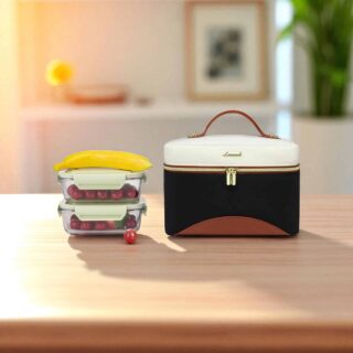 Lovevook UB3225 Ισοθερμική Τσάντα Lunch Bag Μπεζ Μαύρη