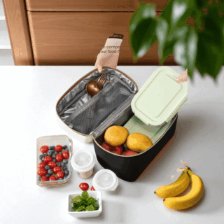 Lovevook UB3225 Ισοθερμική Τσάντα Lunch Bag Μπεζ Μαύρη