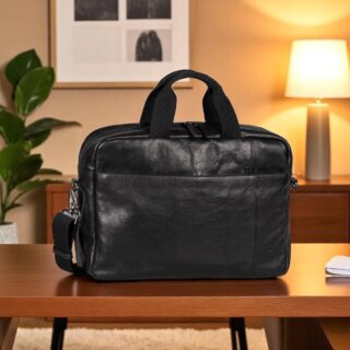 Camel Active Pine Μαύρος Δερμάτινος Χαρτοφύλακας L