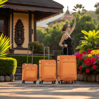 Βαλίτσες Υφασμάτινες σετ τριάδα Newcom N1510 orange