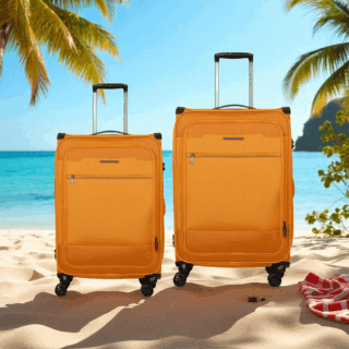 Newcom N1510 Σετ 2 Υφασμάτινες Βαλίτσες Μεσαία & Μεγάλη Πορτοκαλί