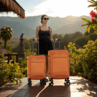 Newcom N1510 Σετ 2 Υφασμάτινες Βαλίτσες Μεσαία & Μεγάλη Πορτοκαλί