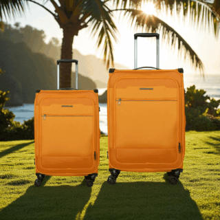 Newcom N1510 Σετ 2 Υφασμάτινες Βαλίτσες Καμπίνας & Μεσαία Πορτοκαλί