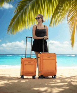 Newcom N1510 Σετ 2 Υφασμάτινες Βαλίτσες Καμπίνας & Μεσαία Πορτοκαλί