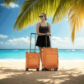 Newcom N1510 Σετ 2 Υφασμάτινες Βαλίτσες Καμπίνας & Μεσαία Πορτοκαλί