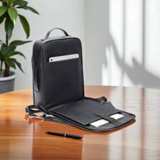 Cardinal Επαγγελματικό Δερμάτινο Σακίδιο Πλάτης 2293 Μαύρο