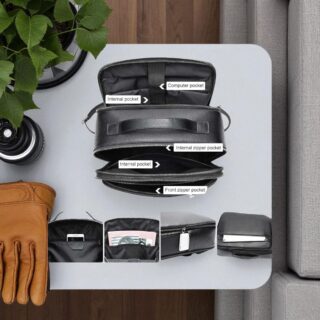 Cardinal Επαγγελματικό Δερμάτινο Σακίδιο Πλάτης 2293 Μαύρο