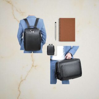 Cardinal Δερμάτινο Επαγγελματικό Σακίδιο Πλάτης 2290 Μαύρο