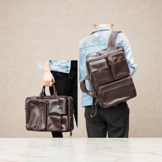 Cardinal Δερμάτινος Χαρτοφύλακας Σακίδιο Πλάτης 7423 Coffee