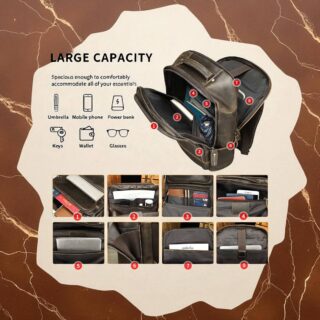 Cardinal Δερμάτινο Σακίδιο Πλάτης 21 L 2329 Coffee