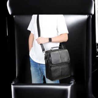 Cardinal Δερμάτινο Ανδρικό Τσαντάκι Ώμου 6172 Μαύρο