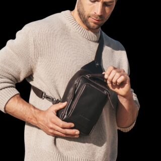 Chesterfield Riga Δερμάτινο Τσαντάκι Crossbody Καφέ