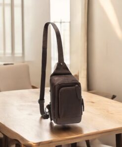 Chesterfield Riga Δερμάτινο Τσαντάκι Crossbody Καφέ