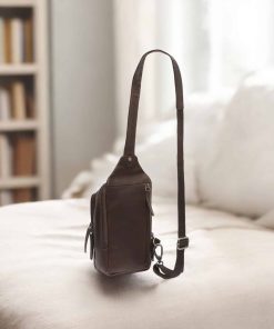 Chesterfield Riga Δερμάτινο Τσαντάκι Crossbody Καφέ