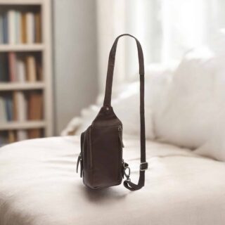 Chesterfield Riga Δερμάτινο Τσαντάκι Crossbody Καφέ