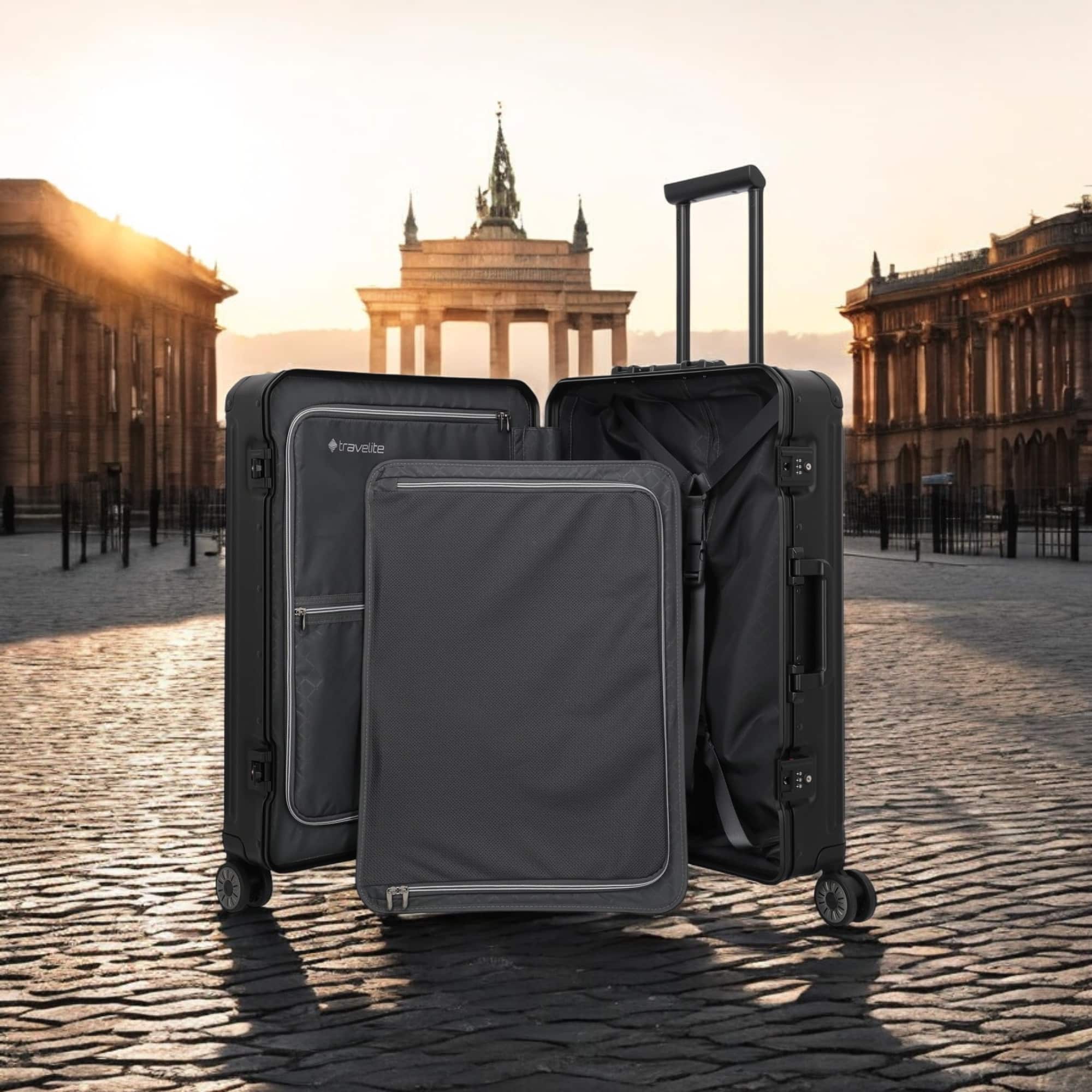 Travelite Next Trolley M Βαλίτσα Αλουμινίου Μαύρη 69L