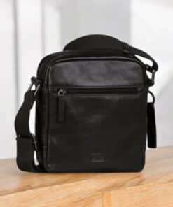 Camel Active Pine Δερμάτινη Τσάντα Ώμου Μαύρη S