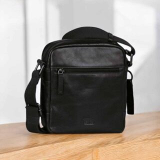 Camel Active Pine Δερμάτινη Τσάντα Ώμου Μαύρη S