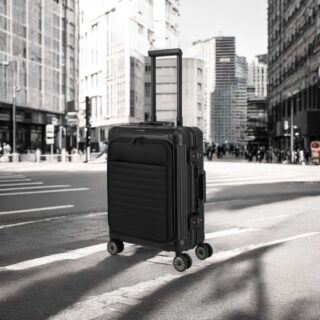 Travelite Next Βαλίτσα Καμπίνας Αλουμινίου Μαύρη S+ με Θήκη Laptop