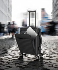 Travelite Next Βαλίτσα Καμπίνας Αλουμινίου Μαύρη S+ με Θήκη Laptop