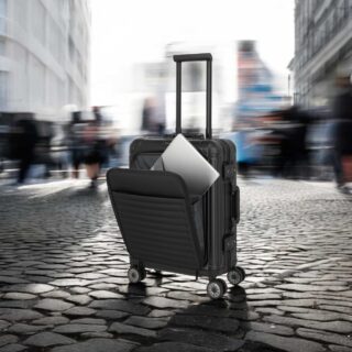 Travelite Next Βαλίτσα Καμπίνας Αλουμινίου Μαύρη S+ με Θήκη Laptop