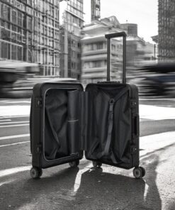 Travelite Next Βαλίτσα Καμπίνας Αλουμινίου Μαύρη S+ με Θήκη Laptop