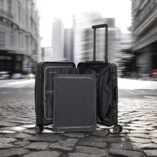 Travelite Next Βαλίτσα Καμπίνας Αλουμινίου Μαύρη S+ με Θήκη Laptop