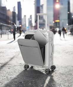 Travelite Next Βαλίτσα Καμπίνας S+ Αλουμινίου Ασημί με Θήκη Laptop