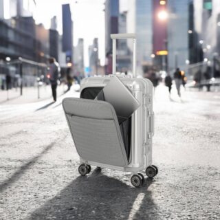 Travelite Next Βαλίτσα Καμπίνας S+ Αλουμινίου Ασημί με Θήκη Laptop