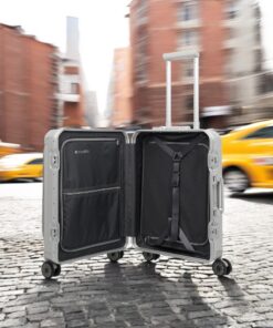 Travelite Next Βαλίτσα Καμπίνας S+ Αλουμινίου Ασημί με Θήκη Laptop