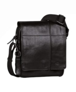 Camel Active Pine Δερμάτινη Τσάντα Ώμου με Καπάκι Μαύρη M