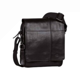 Camel Active Pine Δερμάτινη Τσάντα Ώμου με Καπάκι Μαύρη M