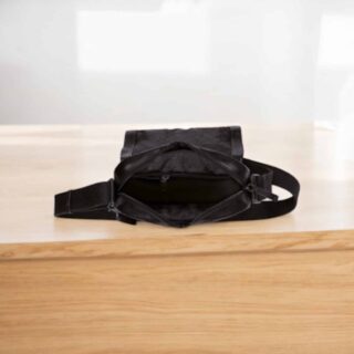 Camel Active Pine Δερμάτινη Τσάντα Ώμου με Καπάκι Μαύρη M